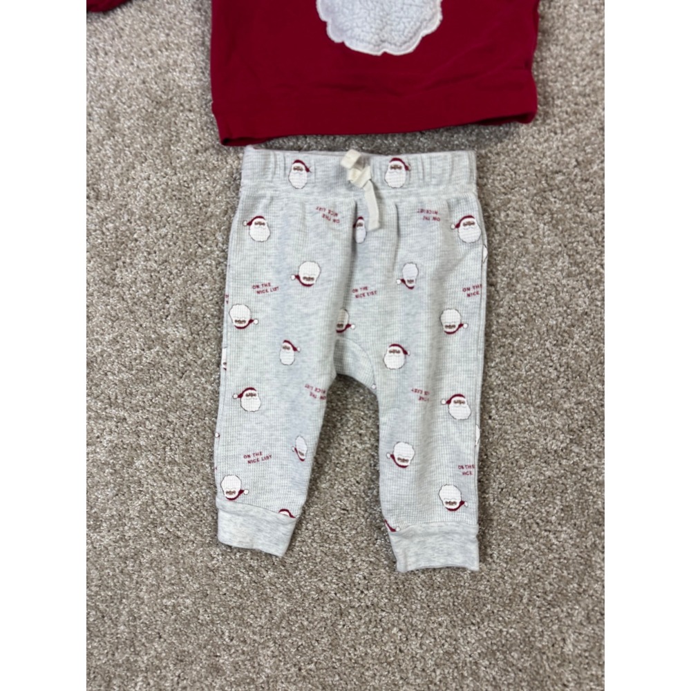 Carters Child of Mine Baby Boys Red Santa Sweatshirt and Grey Joggers Set 3-6M - Picture 3 of 6